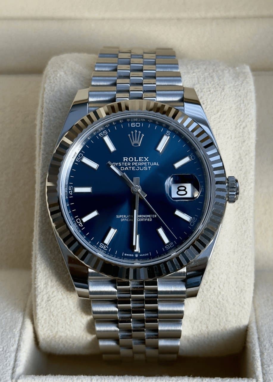 Rolex * DATEJUST 41 MM 126334-0002/СИНИЙ ЦИФЕРБЛАТ/РИФЛЕНЫЙ БЕЗЕЛЬ/БРАСЛЕТ JUBILEE 4