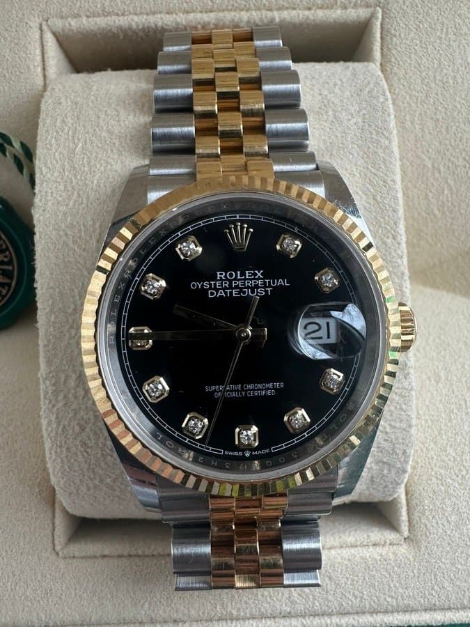 Rolex Datejust 36 mm сталь Oystersteel и желтое золото; циферблат: ослепительно черный, бриллианты; браслет: Jubilee.  Референс 126233 6