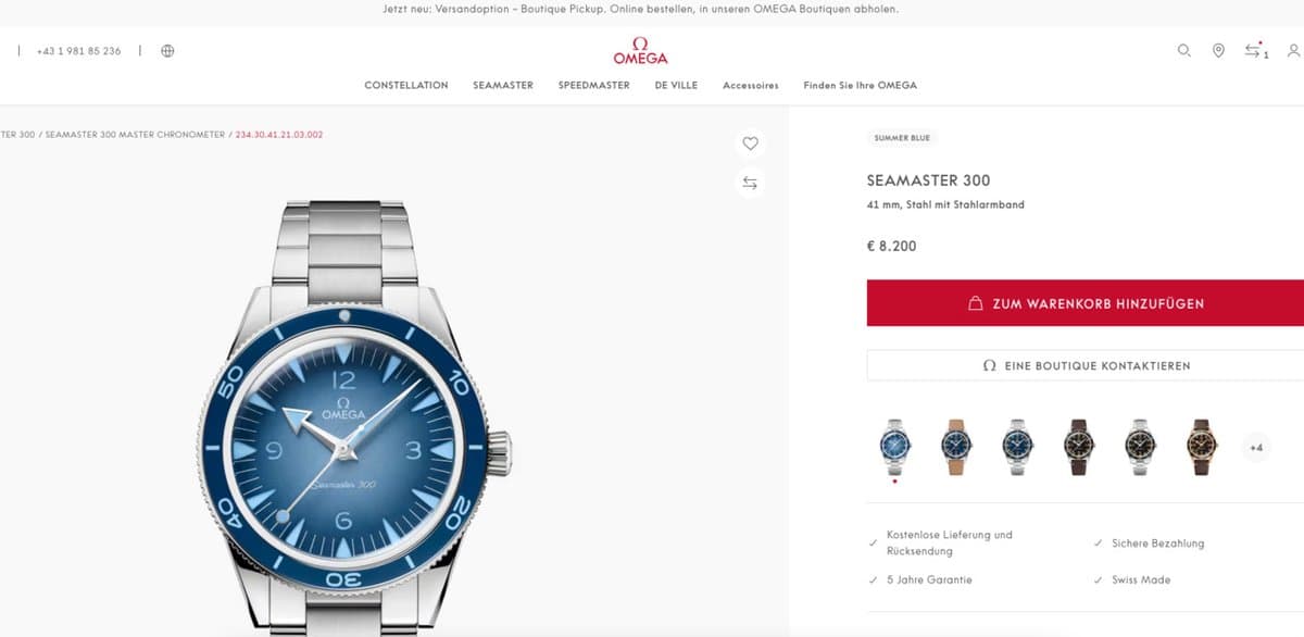 Omega * SEAMASTER 300 CO-AXIAL MASTER CHRONOMETER 41 MM 234.30.41.21.03.002 НА БРАСЛЕТЕ
