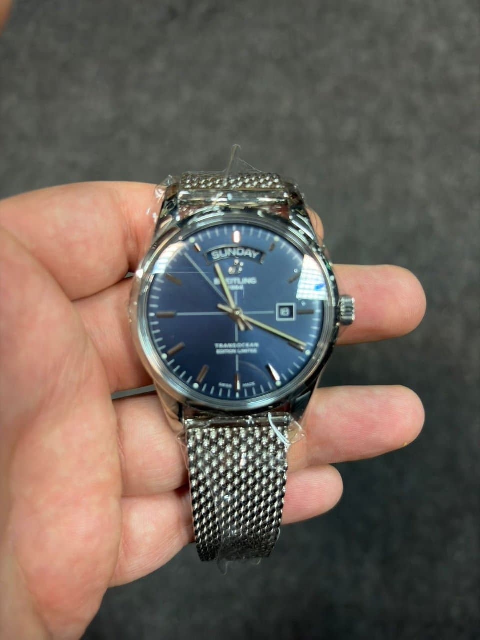 Breitling Transocean Day & Date * BLUE DIAL*  МИЛАНСКИЙ БРАСЛЕТ * Да за такие деньги 3