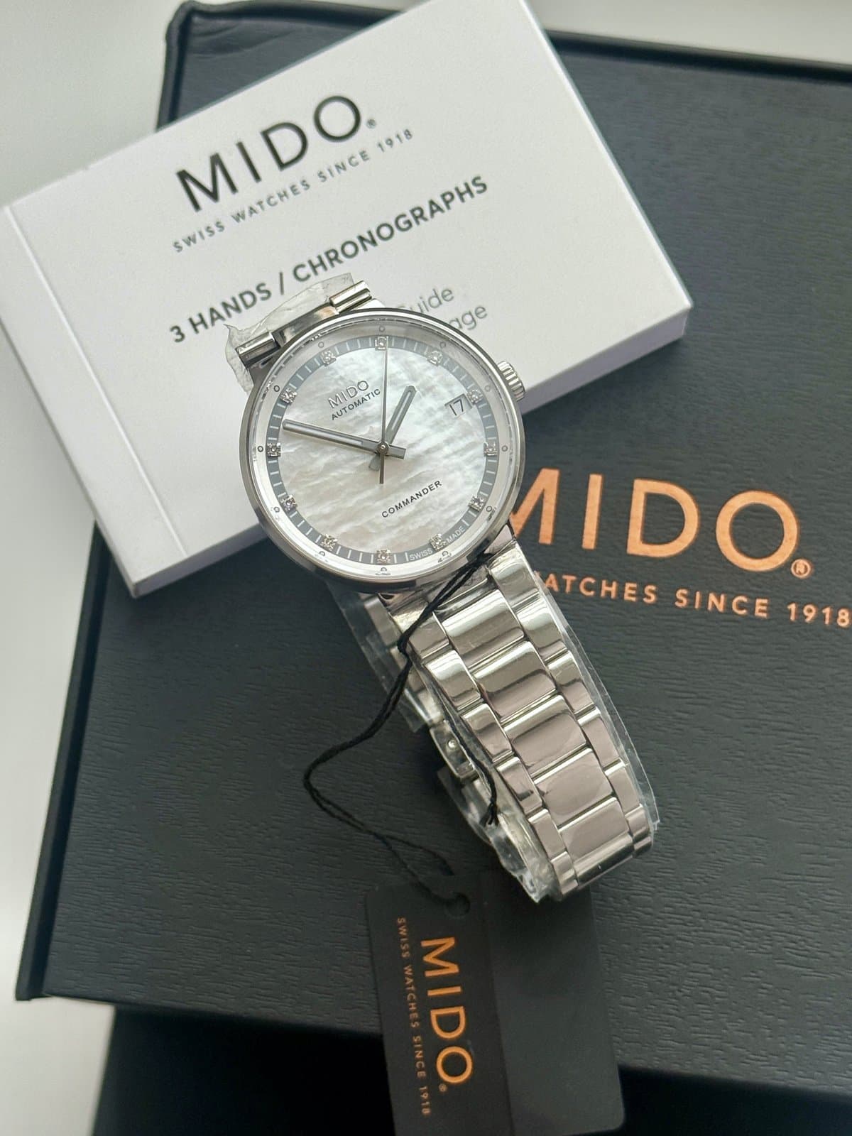 Mido COMMANDER M014.207.11.116.80 ПЕРЛАМУТРОВЫЙ ЦИФЕРБЛАТ, БРИЛЛИАНТЫ НА МЕТКАХ, МЕХАНИКА, ШИКАРНЫЙ БРАСЛЕТ.