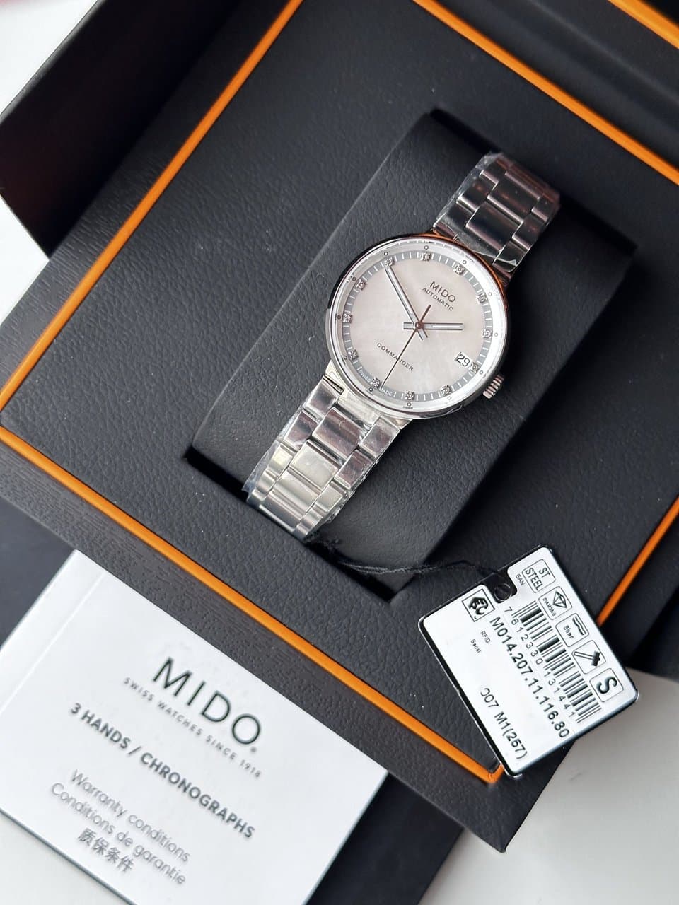 Mido COMMANDER M014.207.11.116.80 ПЕРЛАМУТРОВЫЙ ЦИФЕРБЛАТ, БРИЛЛИАНТЫ НА МЕТКАХ, МЕХАНИКА, ШИКАРНЫЙ БРАСЛЕТ. 10