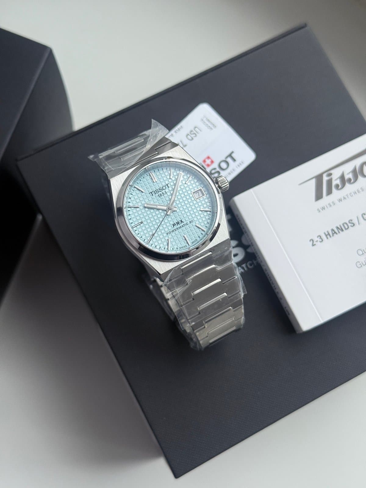 Tissot PRX 35mm AUTOMATIC TIFFANY T137.207.11.351.00 МЕХАНИКА, ГОЛУБОЙ ЦИФЕРБЛАТ В СТИЛЕ ПЛИТКИ, ХИТ. 2