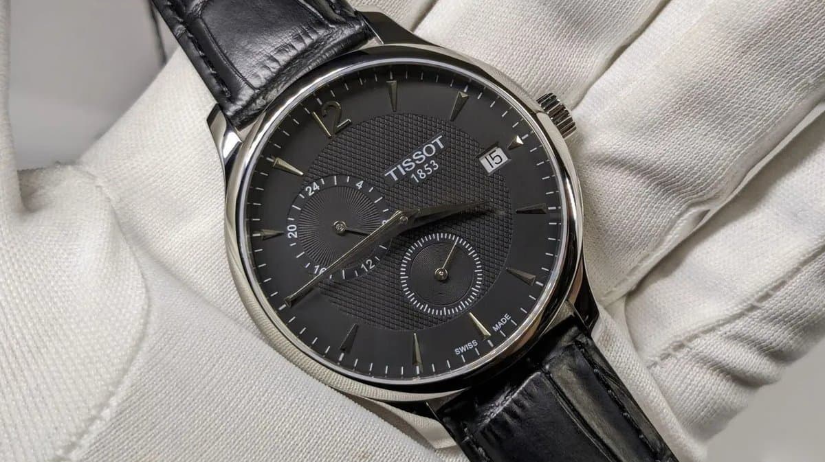 Tissot T063.639.16.057.00 TRADITION GMT чёрный фактурный циферблат, чёрный кожаный ремешок, корпус 42мм (МУЖСКИЕ) 2