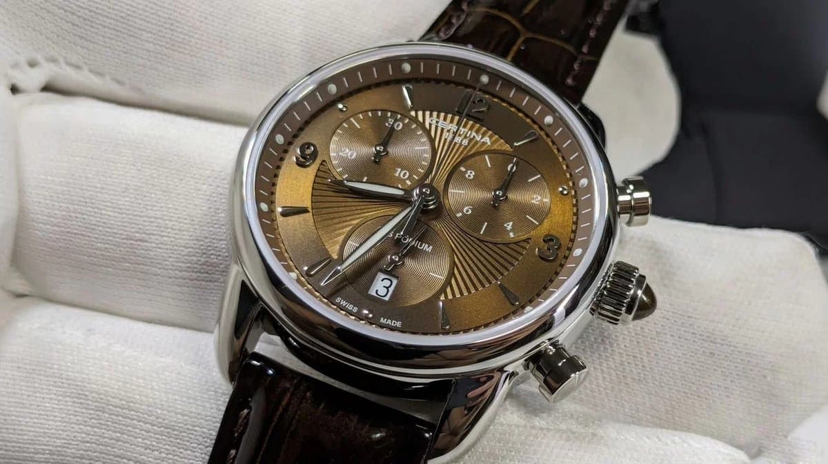 Certina C025.217.16.297.00 DS PODIUM CHRONOGRAPH гильошированный циферблат, коричневый кожаный ремешок, корпус 35мм (ЖЕНСКИЕ) 4