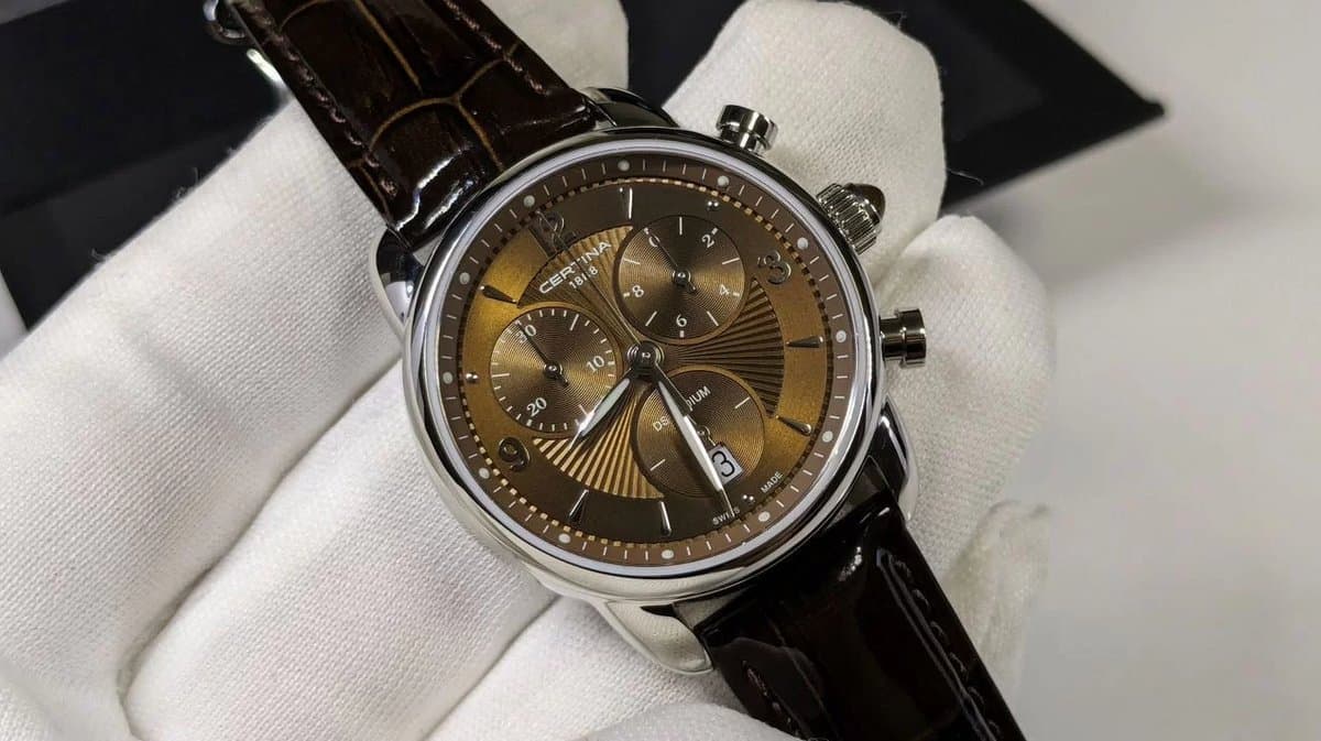 Certina C025.217.16.297.00 DS PODIUM CHRONOGRAPH гильошированный циферблат, коричневый кожаный ремешок, корпус 35мм (ЖЕНСКИЕ) 2