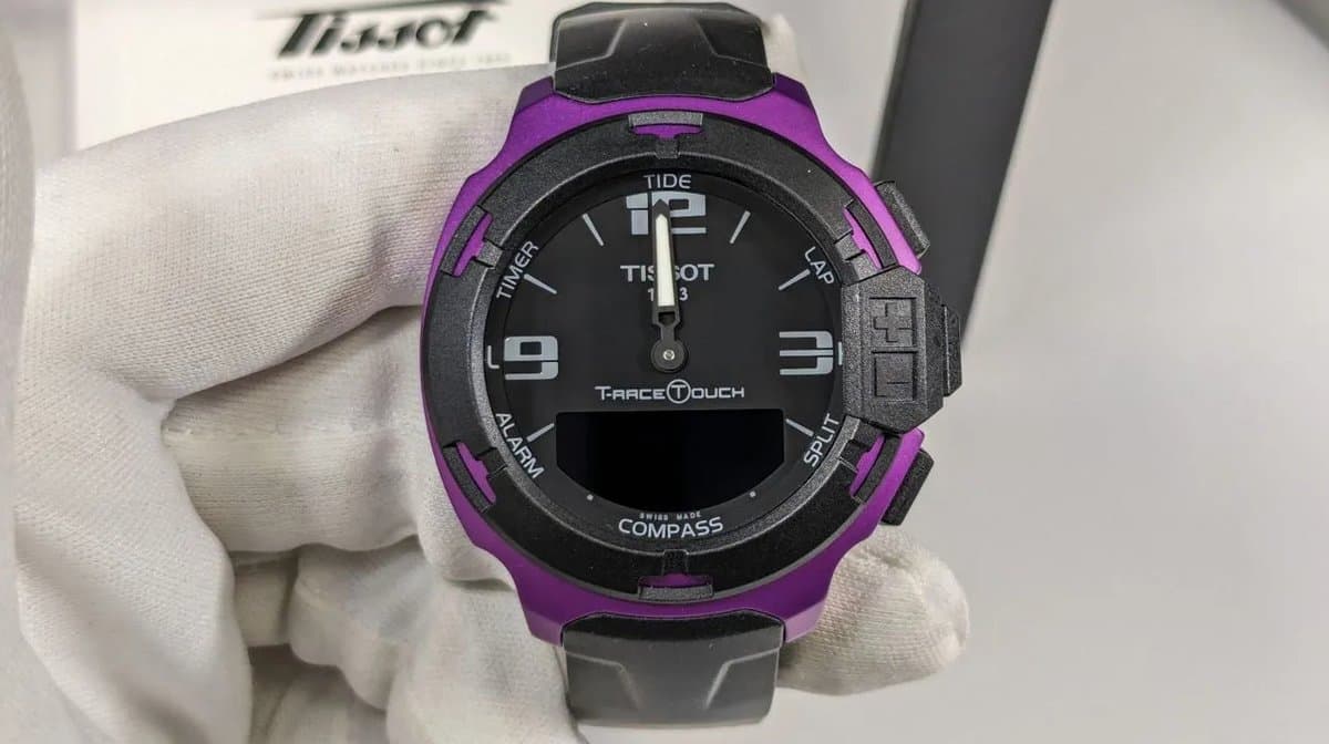 Tissot T081.420.97.057.05 T-TACTILE T-RACE TOUCH чёрный циферблат, чёрный каучуковый ремешок, фиолетовый алюминиевый корпус 42мм (МУЖСКИЕ) 2