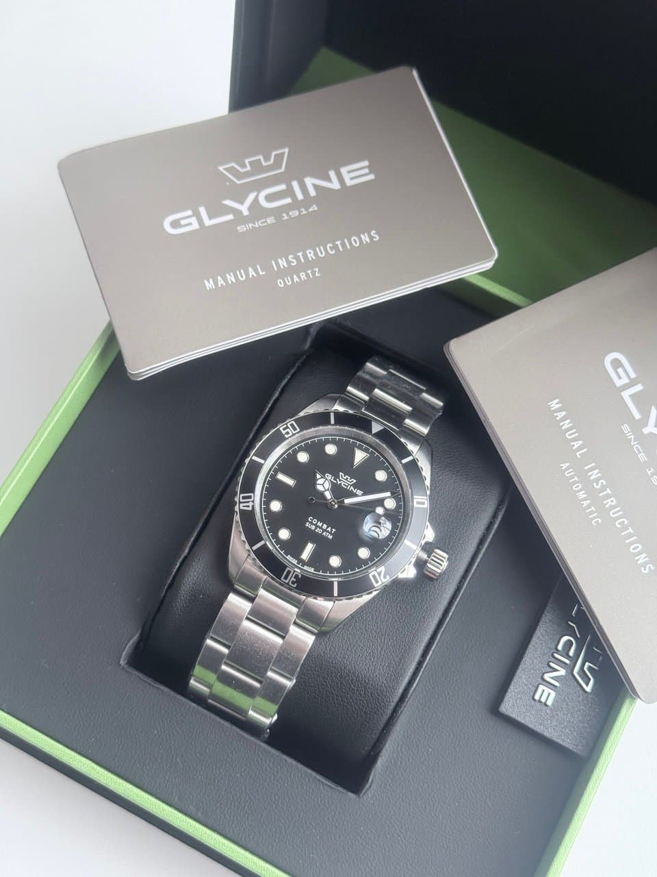 Glycine COMBAT QUARTZ GL1060 BLACK! ЧЁРНЫЙ ЦИФЕР И БЕЗЕЛЬ, САПФИР, ЦИКЛОП, ОТЛИЧНЫЙ СТАЛЬНОЙ БРАСЛЕТ! 3