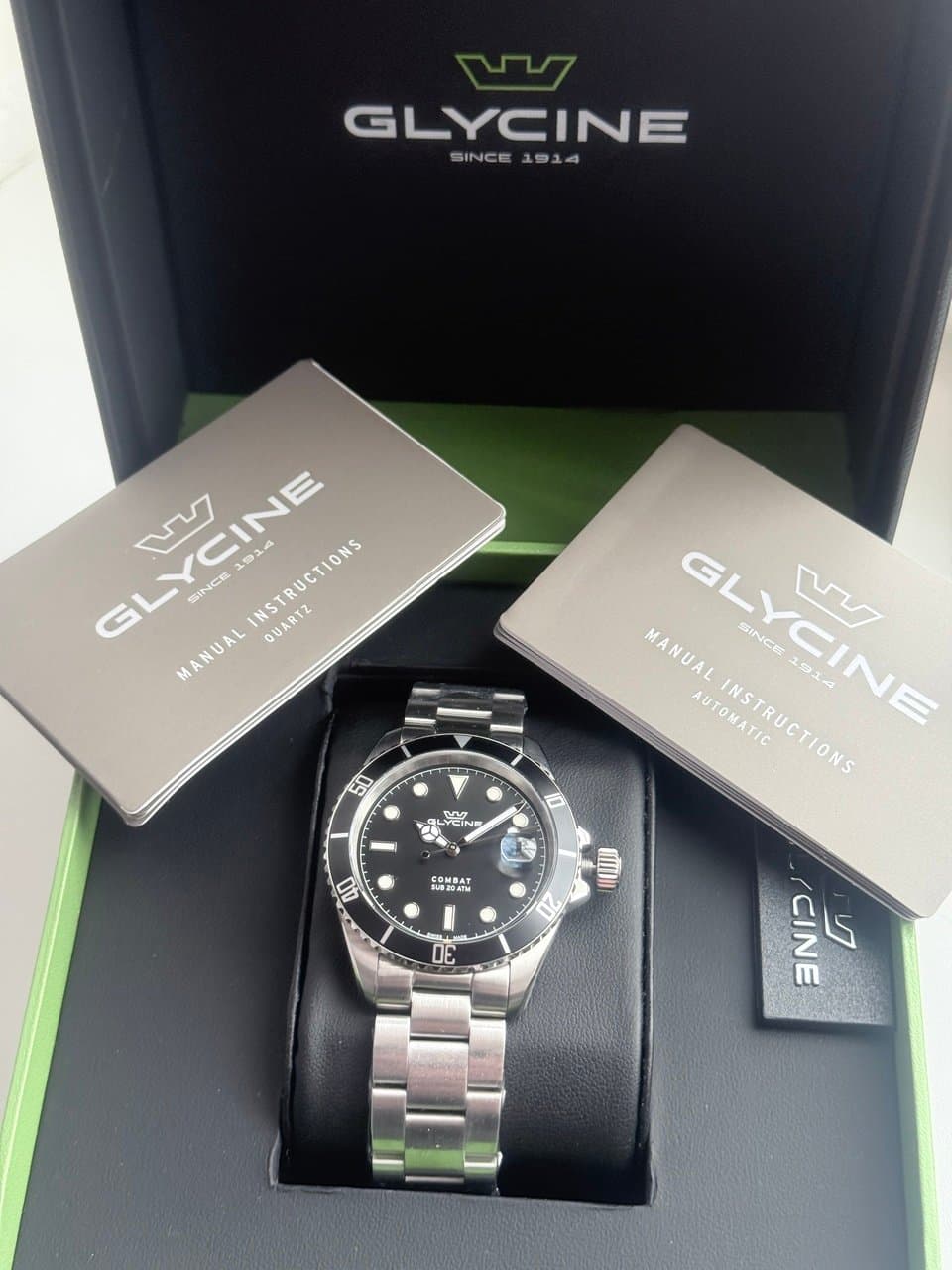 Glycine COMBAT QUARTZ GL1060 BLACK! ЧЁРНЫЙ ЦИФЕР И БЕЗЕЛЬ, САПФИР, ЦИКЛОП, ОТЛИЧНЫЙ СТАЛЬНОЙ БРАСЛЕТ! 4